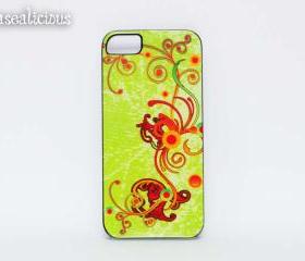 Lime Green iphone case, iphone 4/5 case, swirls, elegant, trendy, stylish case