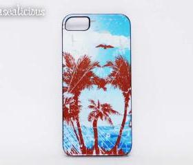 Tropical island design iphone case, custom printed, iphone 4/5, unique case, trendy case