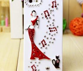 3d crystal iphone case, vintage design iphone case, iphone 5 case, crystals, studs, rhinestones, decorative case